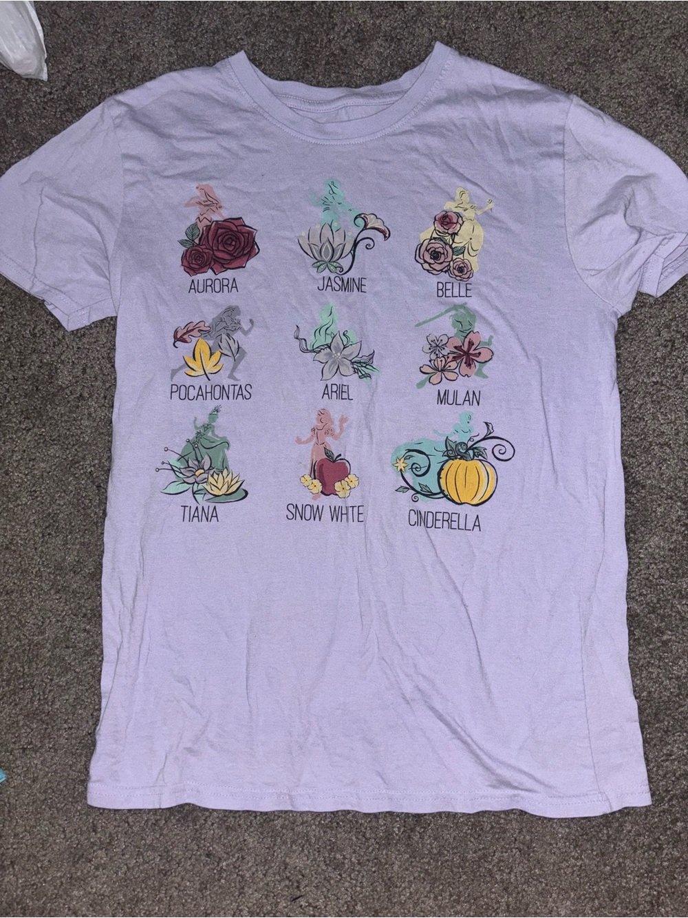 Disney Princess Lavender Purple Icon Tee: Belle, Cinderella, Ariel, Jasmine, Etc